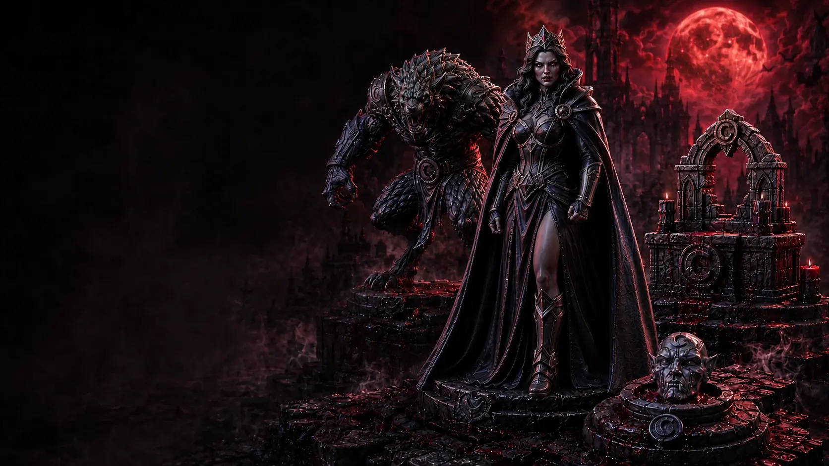 Blood Moon Covenant — a vampire queen, a moon-cursed werewolf and gothic ruins beneath a red moon