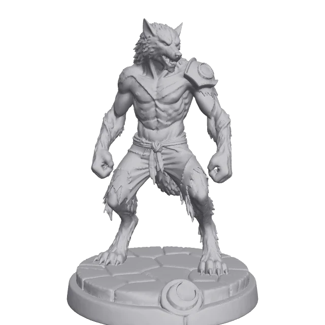 Crescent Moon Howler — Scarred Werewolf render